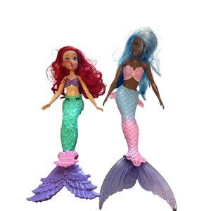 Disney Princess Ariel & Mermaid Barbie Dolls Bundle Mermaid Tails & Accessories